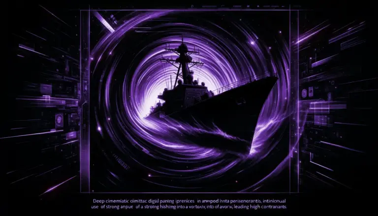 naval warship enveloped in swirling electromagnetic field, glitch effects, neon green accents for philadelphia experiment