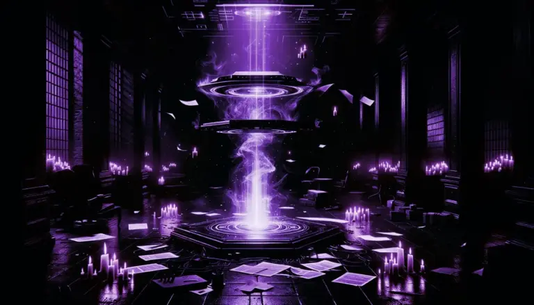 levitating table with scattered papers and flickering candles suggesting telekinesis real cases in a dark, mysterious setting