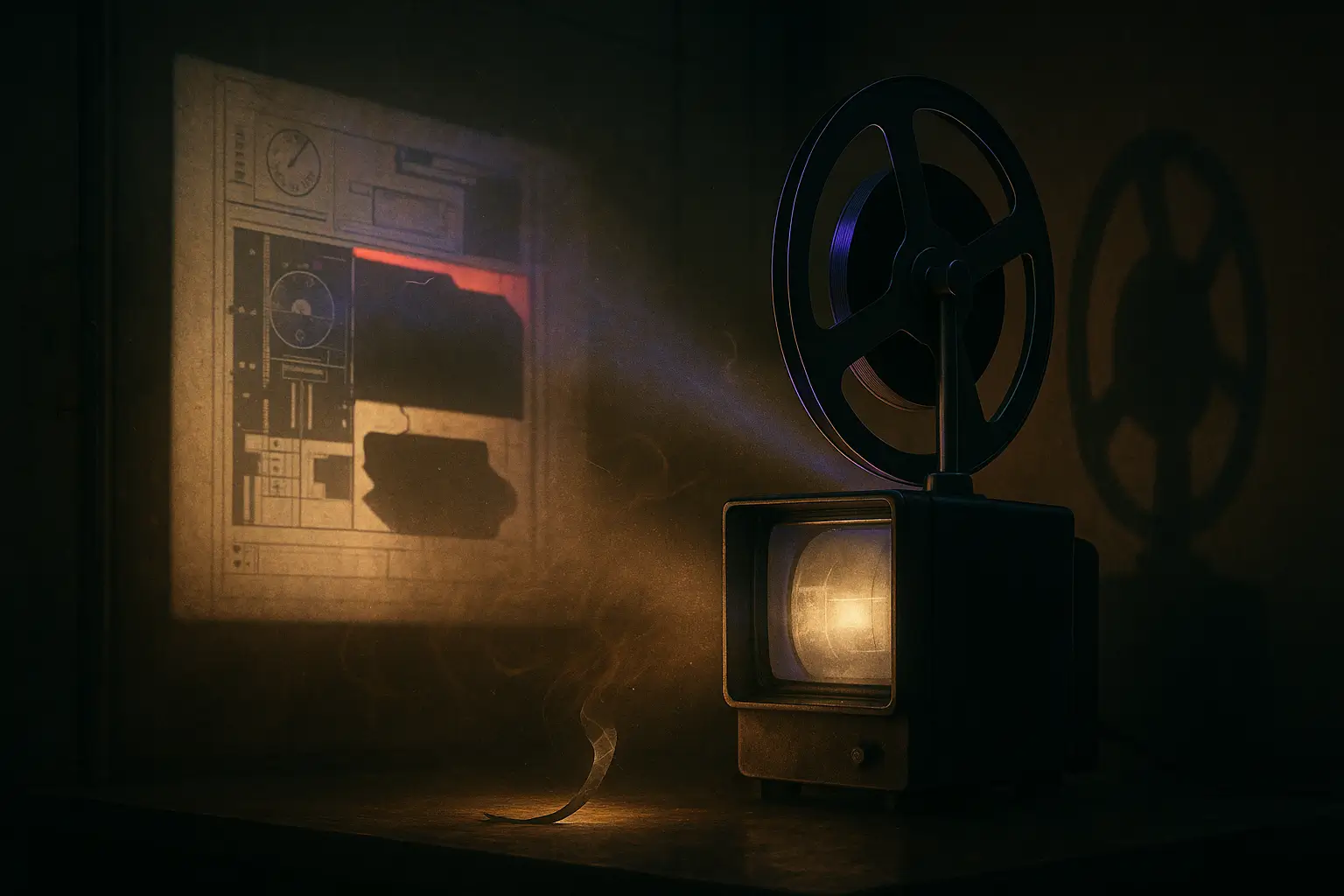 Archive microfilm projector casts redacted schematics related to nazi human experiments